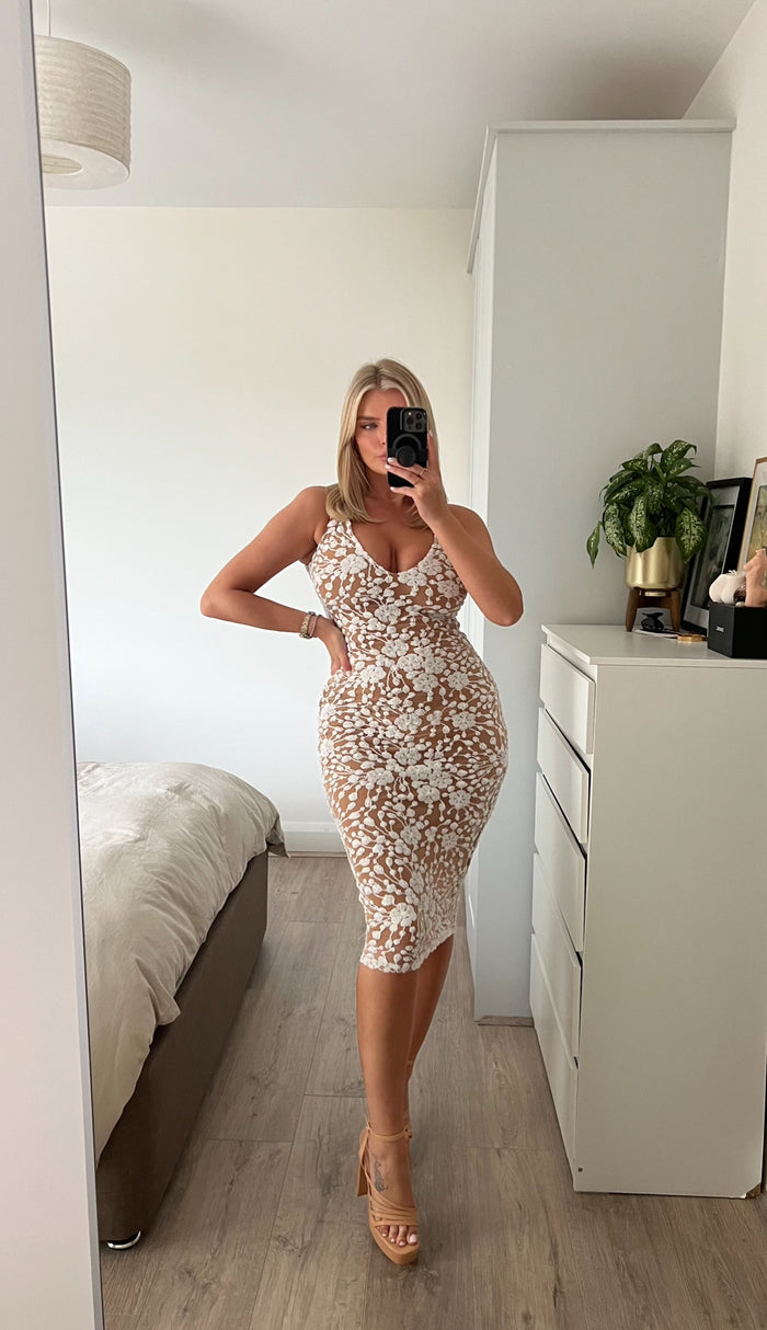 Nyla White Midi Dress