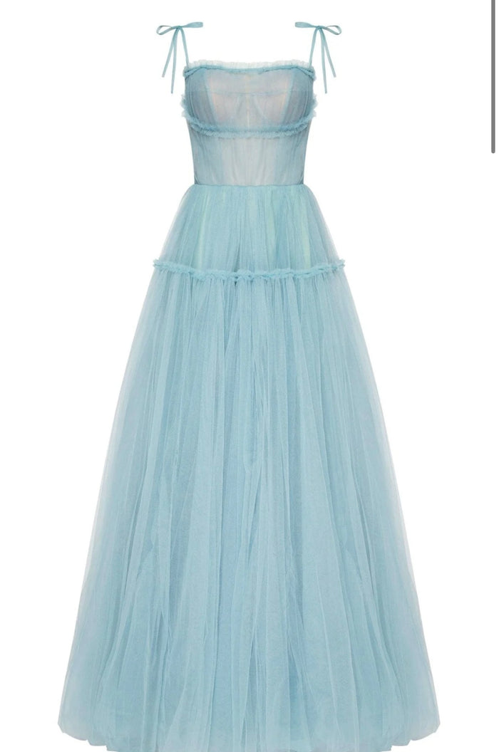 Ocean Wave Tie-straps Tulle Prom Dress