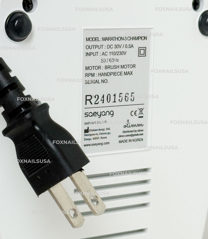 Open box (see description) Saeyang Marathon Champion 3 White + H37L1 35k RPM — Original E-File Nail Drill Machine Drill machine Saeyang