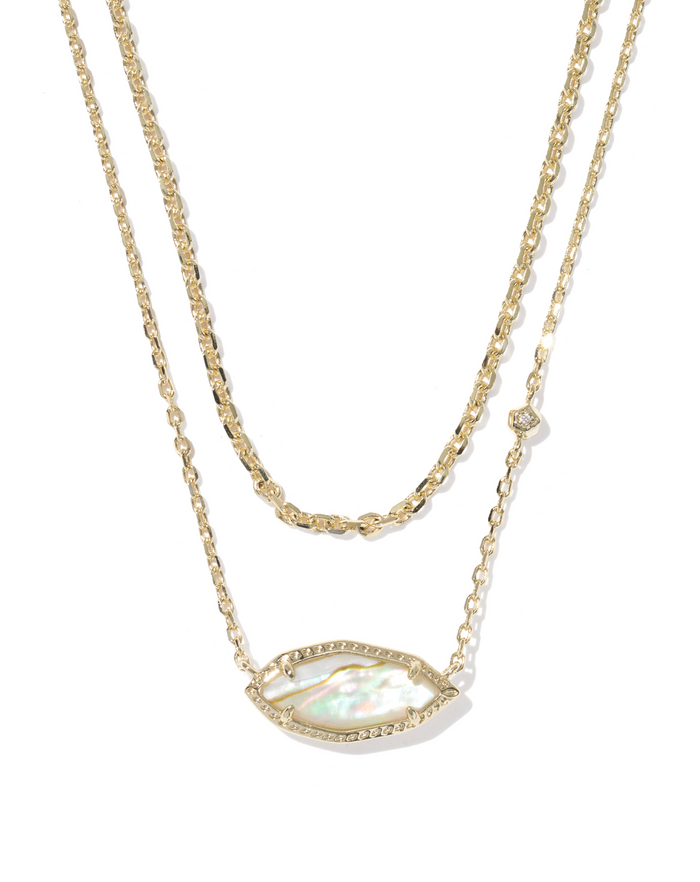 Ophelia Multi Strand Necklace in Gold Iridescent Abalone