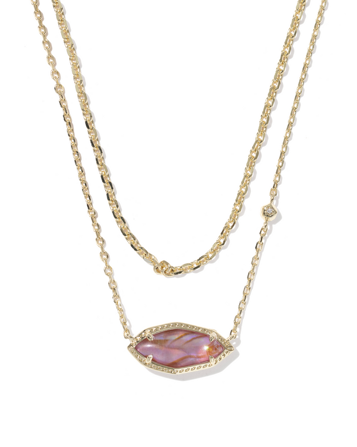 Ophelia Multi Strand Necklace in Gold Light Mauve Illusion