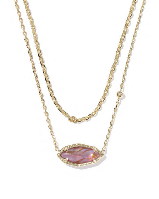 Ophelia Multi Strand Necklace in Gold Light Mauve Illusion