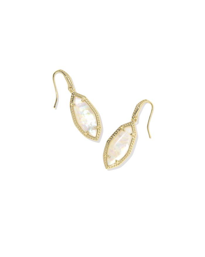 Ophelia Small Drop Earrings in Gold Iridescent Abalone