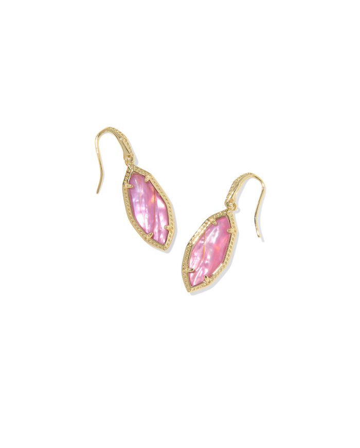 Ophelia Small Drop Earrings in Gold Light Mauve Illusion