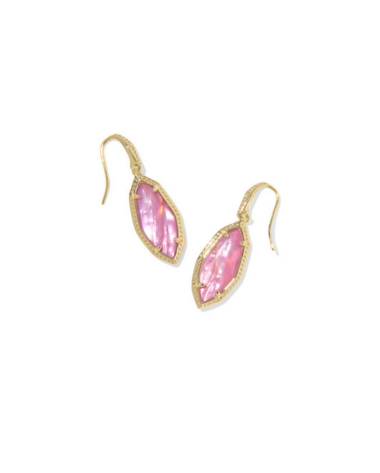 Ophelia Small Drop Earrings in Gold Light Mauve Illusion