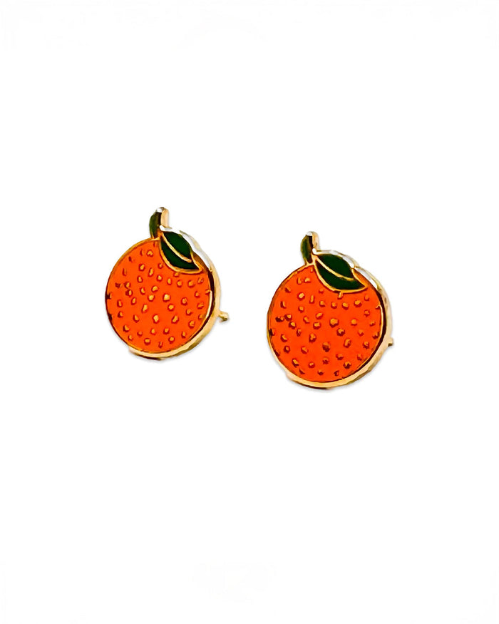 Jenny Lemons - Orange Enamel Earrings -