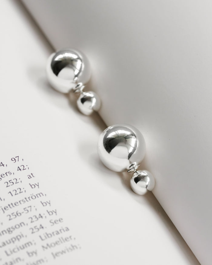 Luna Norte - Orb Front Back Earring Silver -