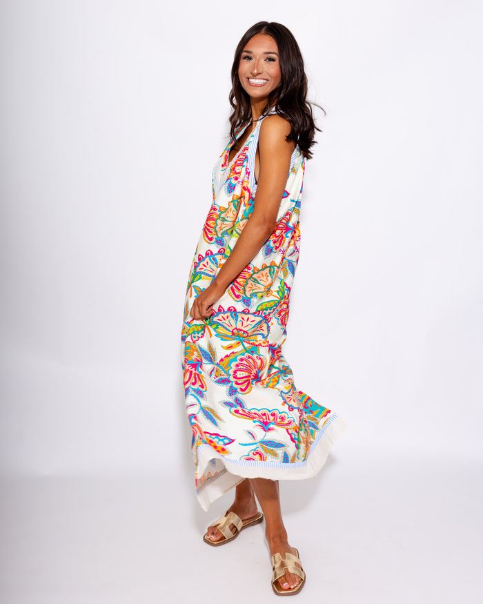 Paisley Floral Sleeveless Midi Dress