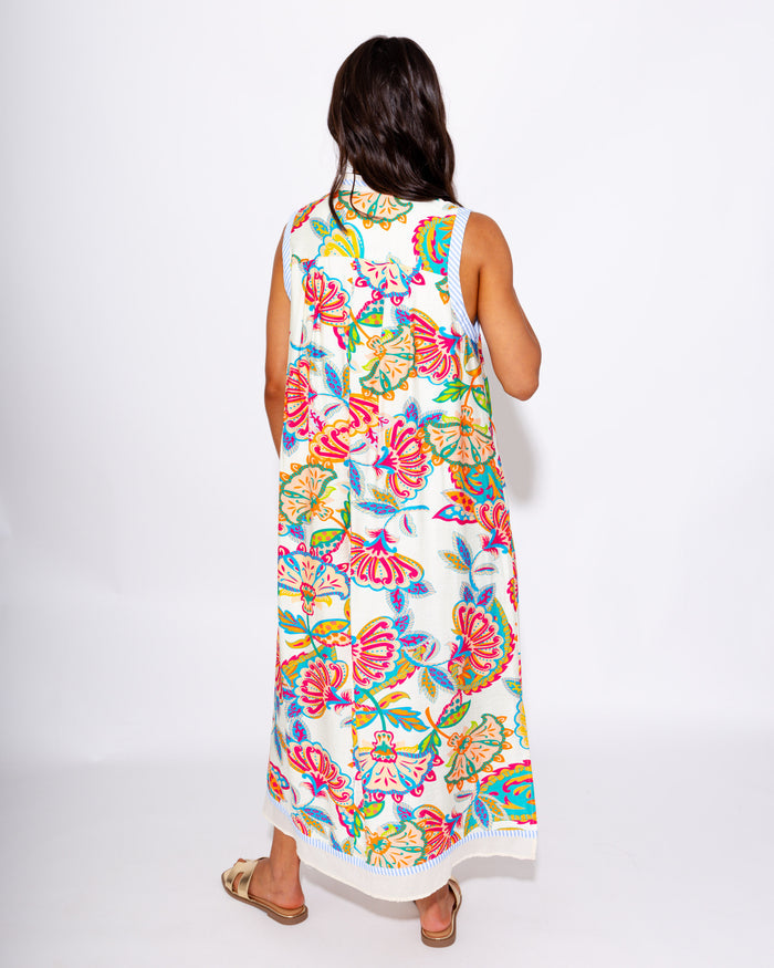 Paisley Floral Sleeveless Midi Dress