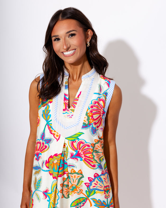 Paisley Floral Sleeveless Midi Dress