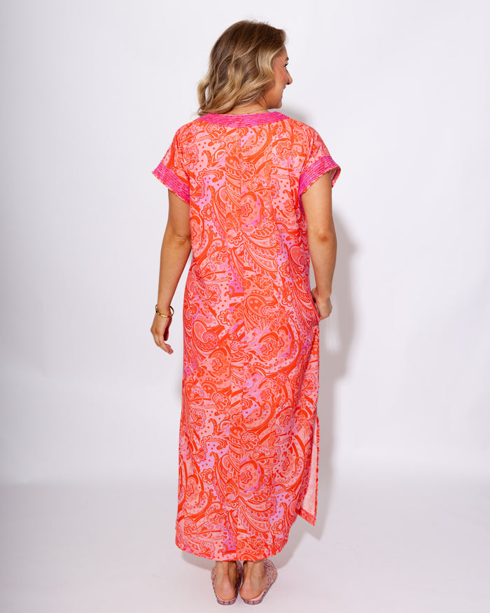Paisley Patch Embroidery Midi Dress