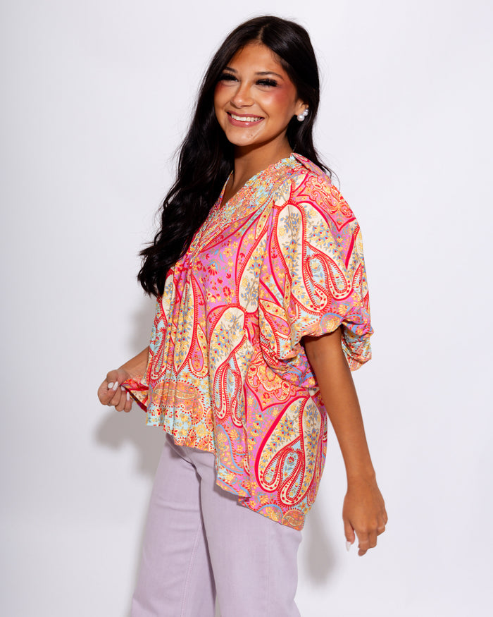 Paisley Smocked Top