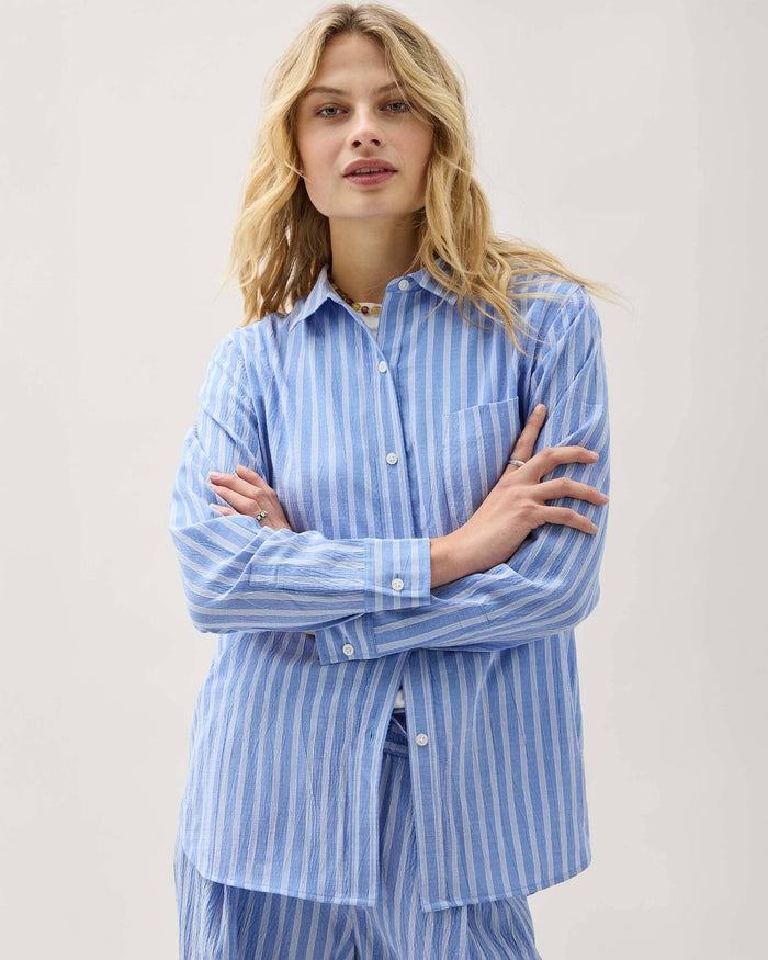 Richer Poorer - Palermo Button Up - Oxford Blue Stripe - OXFORD BLUE STRIPE