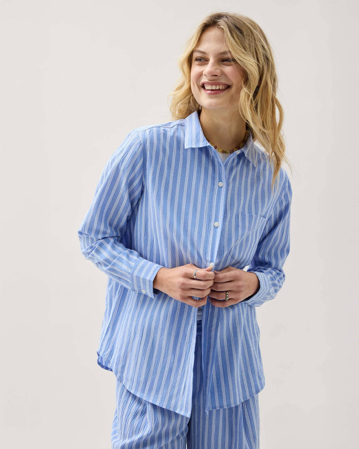 Richer Poorer - Palermo Button Up - Oxford Blue Stripe -
