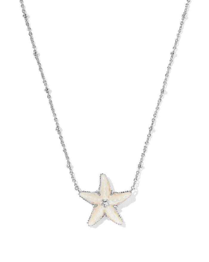 Parker Starfish Short Pendant Necklace In Silver Natural Mother of Pearl