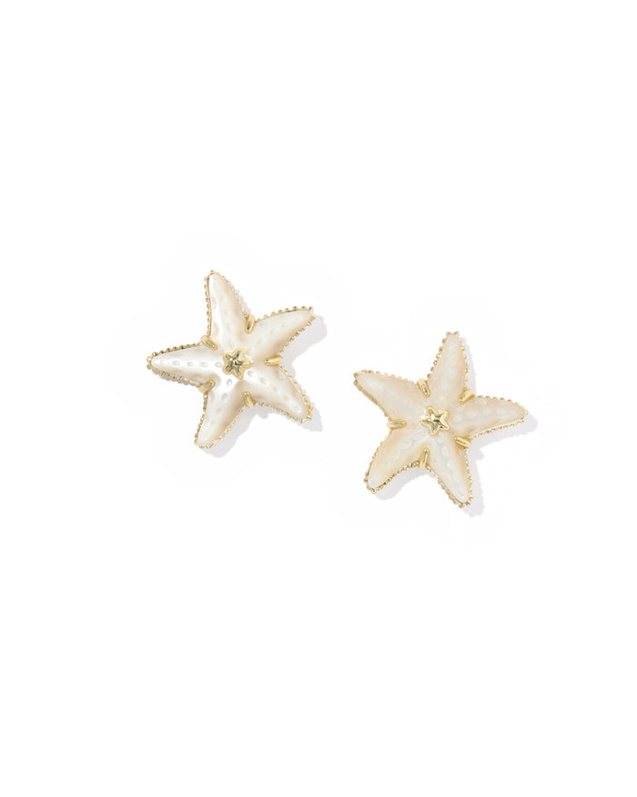 Parker Starfish Stud Earrings in Gold Natural Mother of Pearl