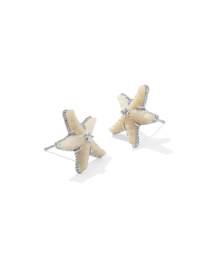 Parker Starfish Stud Earrings in Silver Natural Mother of Pearl
