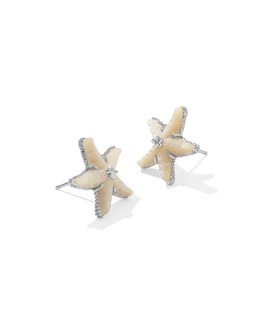 Parker Starfish Stud Earrings in Silver Natural Mother of Pearl