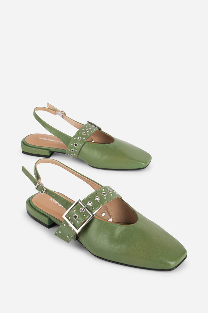 Intentionally Blank - Pearl Slingback Natural Sole Ballet Flat - CACTUS LEATHER
