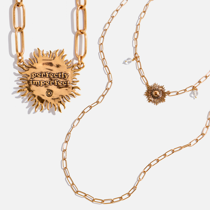 Perfectly Imperfect Starburst Long Chain Necklace: Gold Finish