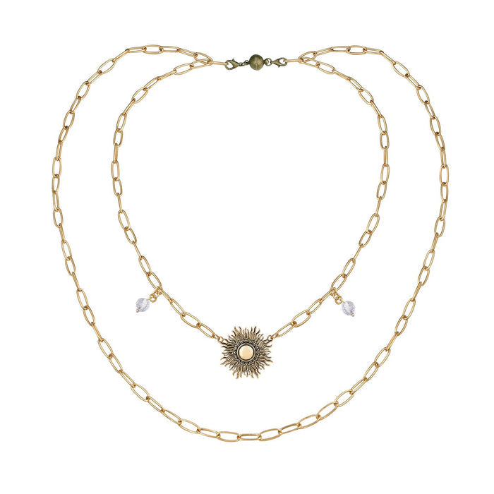 Perfectly Imperfect Starburst Long Chain Necklace: Gold Finish