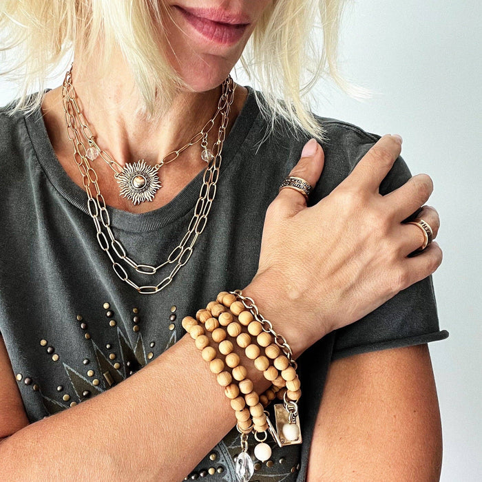 Perfectly Imperfect Starburst Long Chain Necklace: Gold Finish