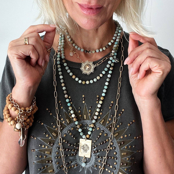 Perfectly Imperfect Starburst Long Chain Necklace: Gold Finish