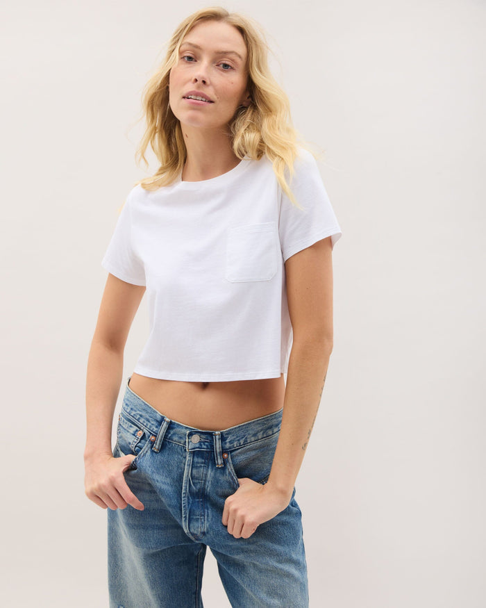 Richer Poorer - Pima Boxy Crop Tee - White - WHITE