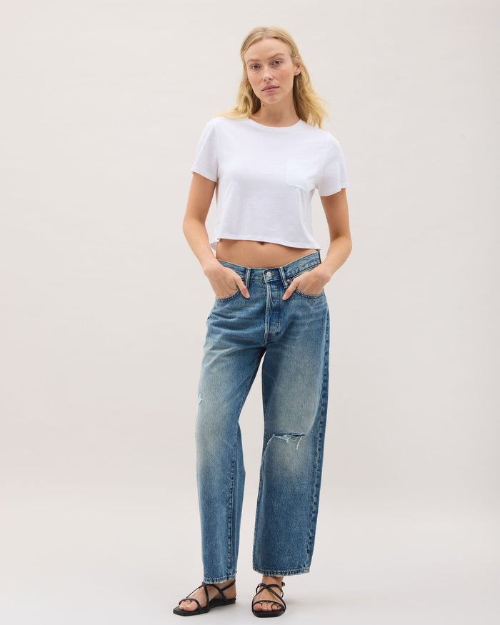 Richer Poorer - Pima Boxy Crop Tee - White -