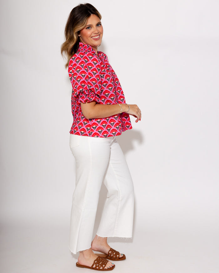 Pink Floral Puff Sleeve Top