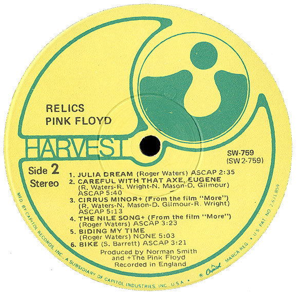Pink Floyd - Relics - A Bizarre Collection Of Antiques & Curios (LP) [US] 1971 RP