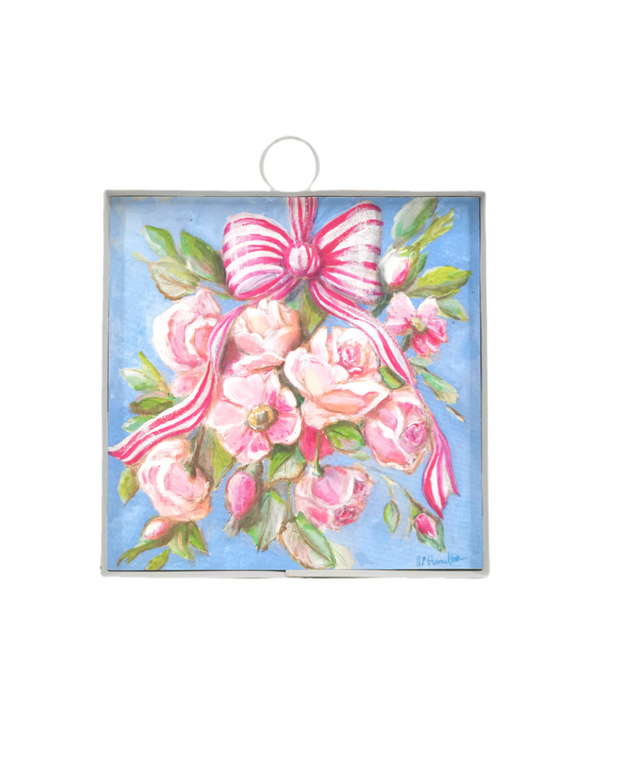 Pink Roses & Ribbons Charm