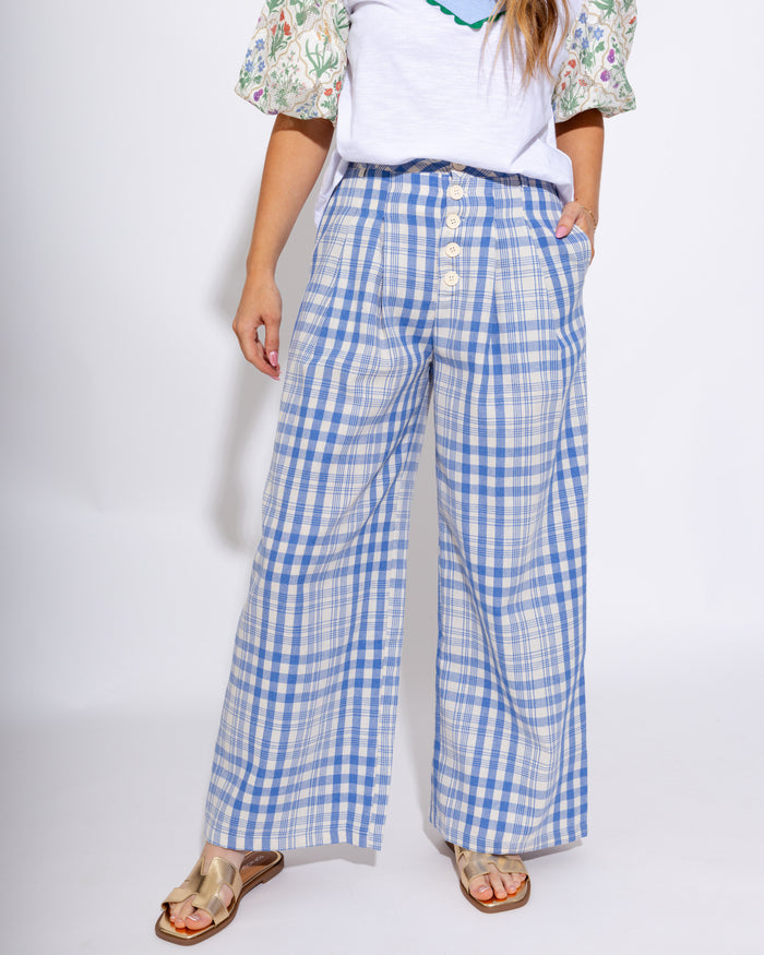 Plaid High Waist Straight Pleated Pants - Beulah Style - Gaudie & Co. Southeast Texas Boutique