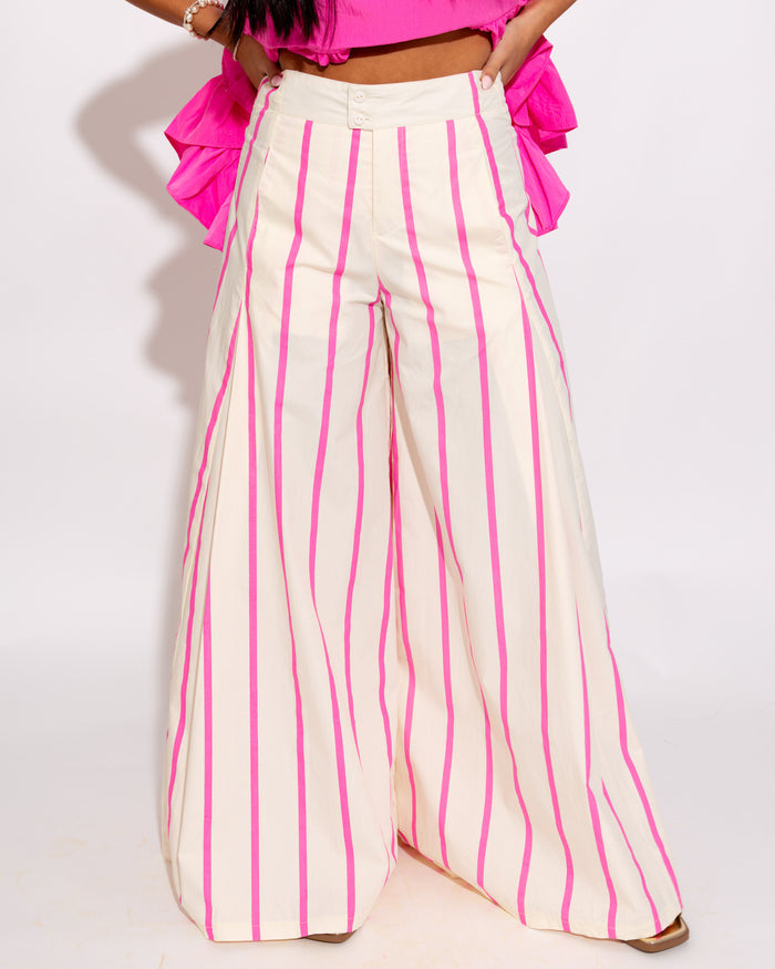 Playful Pop Striped Wide-Leg Pants