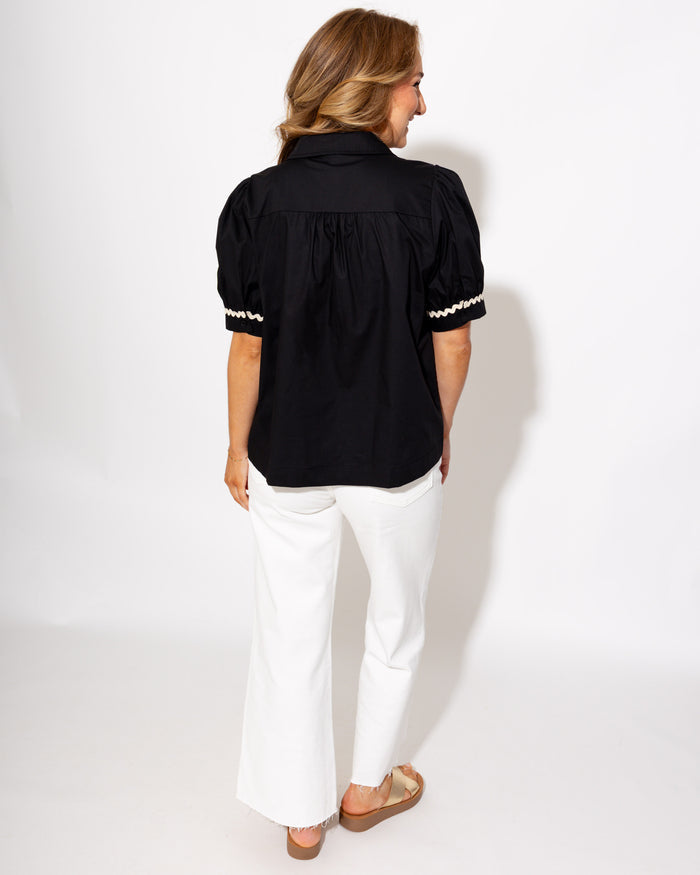 Playful RicRac Accent Top in Black