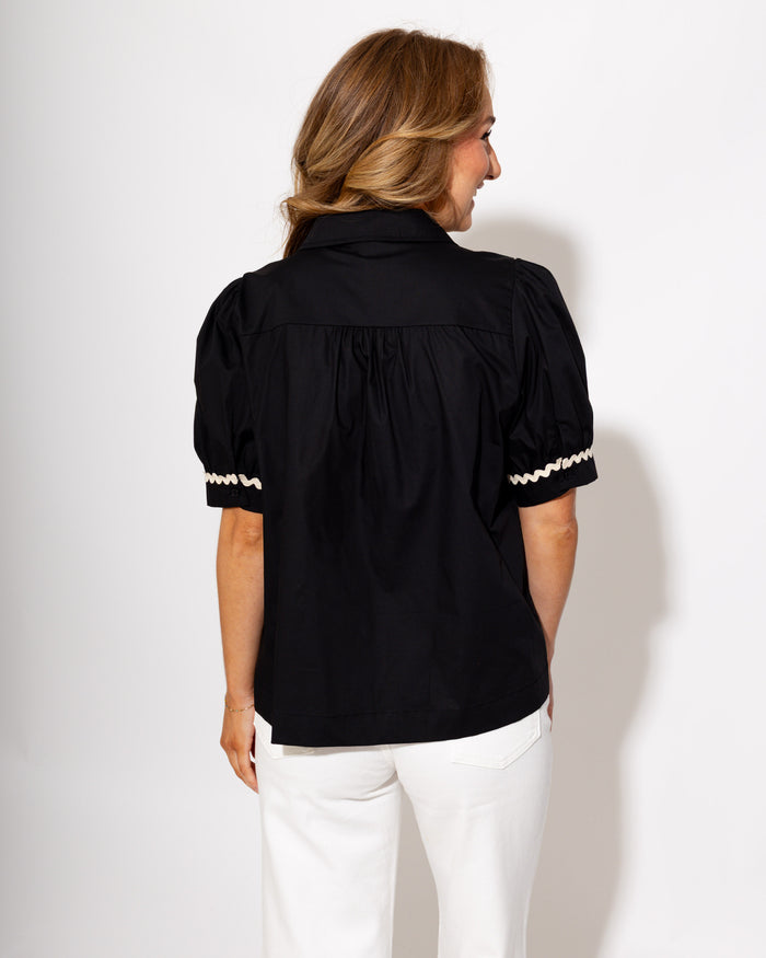 Playful RicRac Accent Top in Black