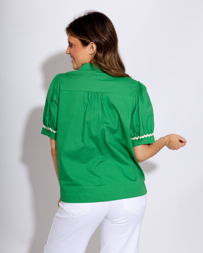 Playful RicRac Accent Top in Kelly green