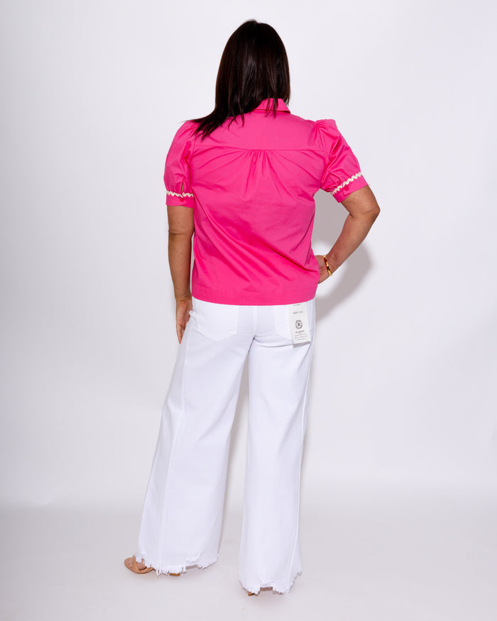Playful RicRac Accent Top in Pink