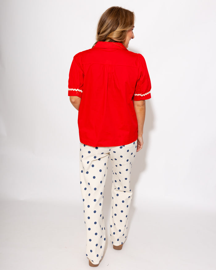 Playful RicRac Accent Top in Red