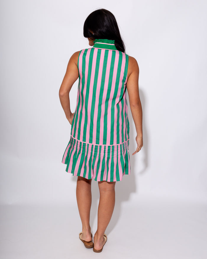 Playful Stripe Ruffle Hem Dress