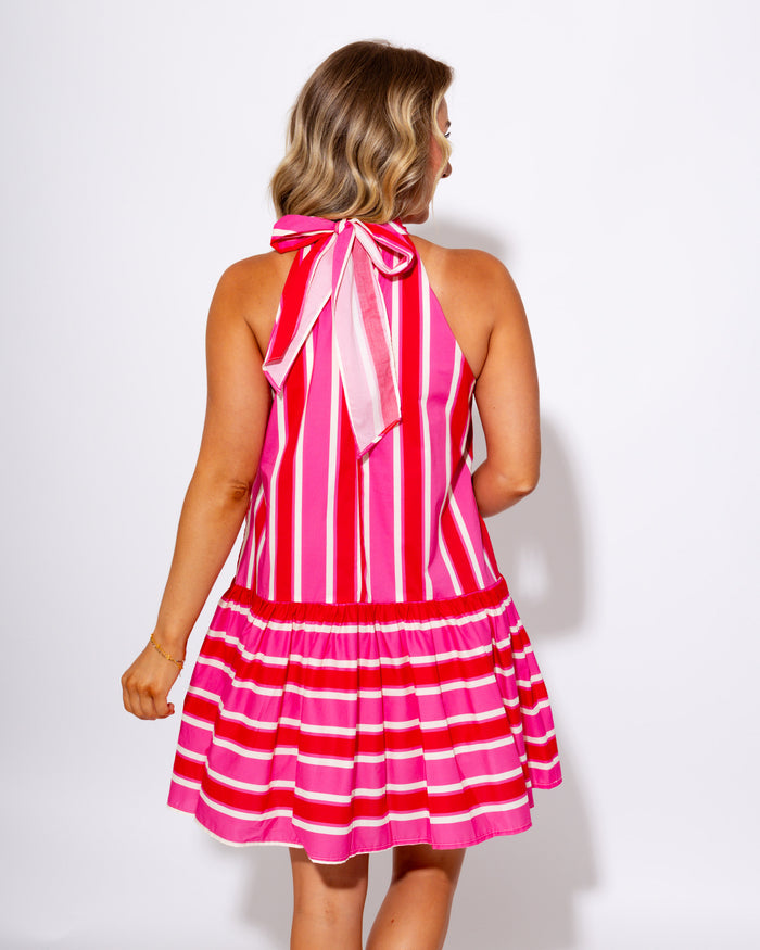 Playful Striped Tie-Back Mini Dress