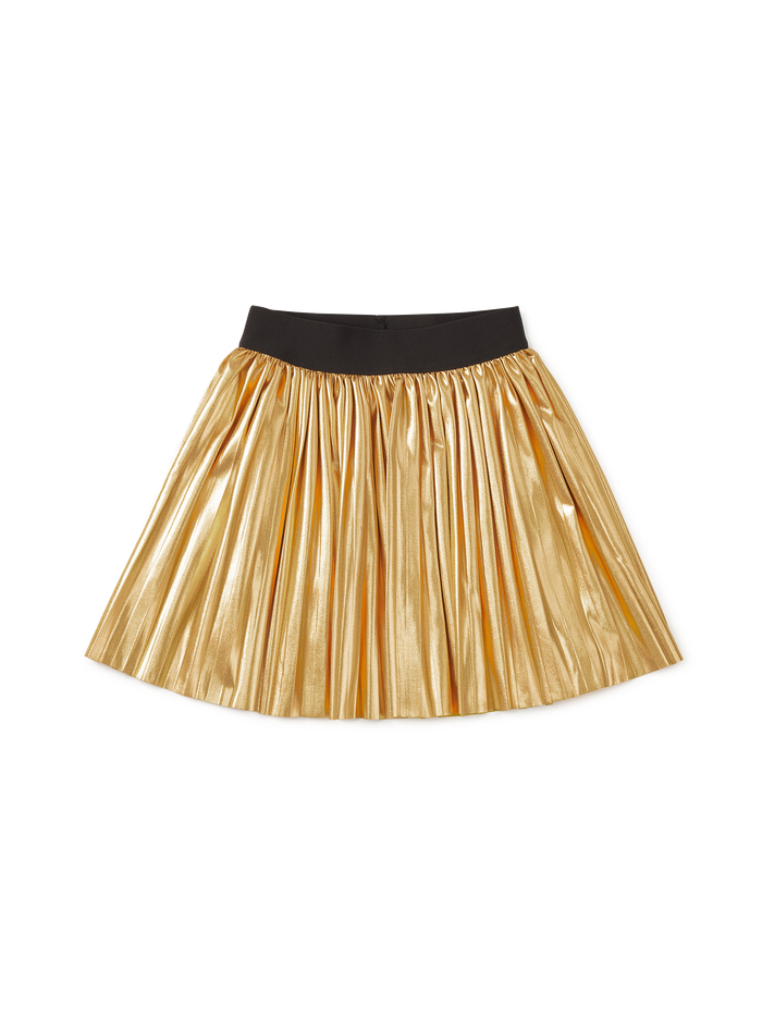 Pleated Metallic Twirl Skirt