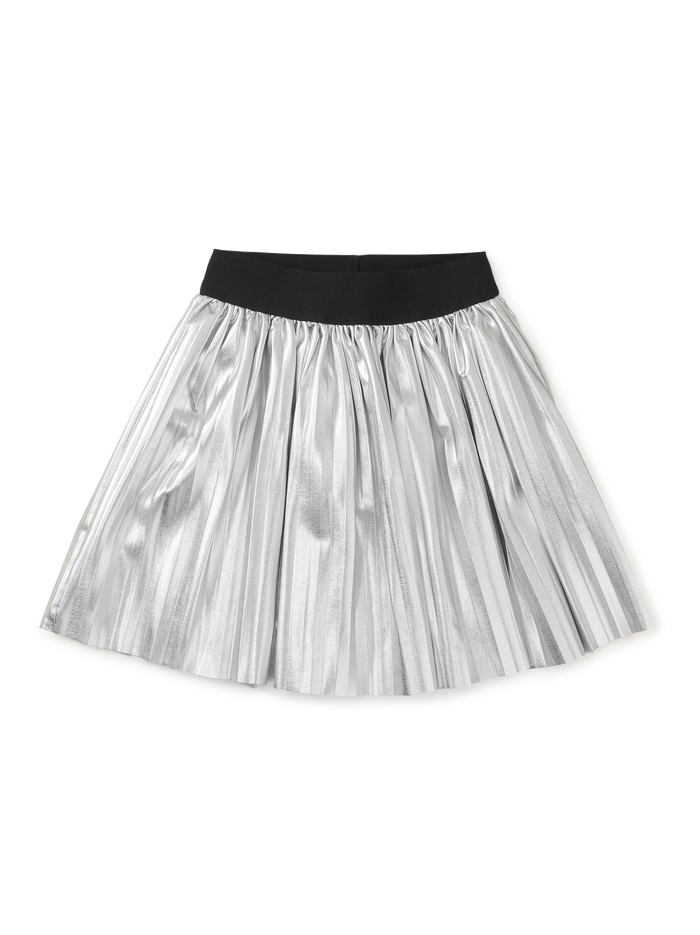 Pleated Metallic Twirl Skirt