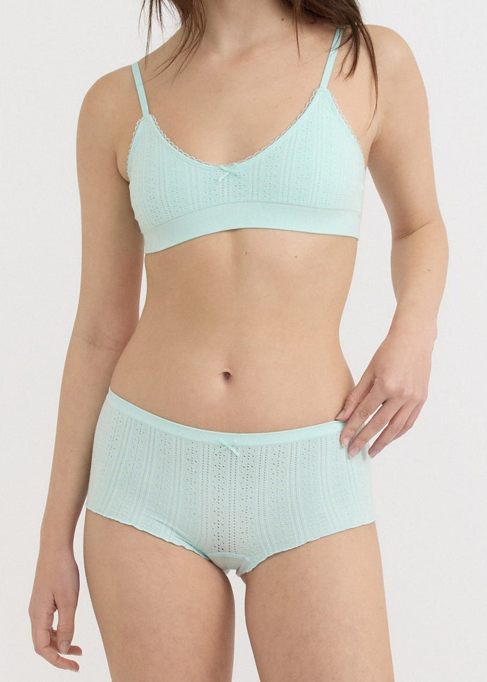 Organic Basics - Pointelle Bralette - Soft Blue -