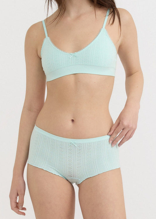 Organic Basics - Pointelle Bralette - Soft Blue -