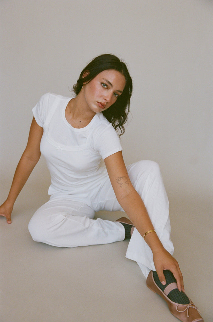 Rat Boi - Pointelle Easy Pant - Swan -