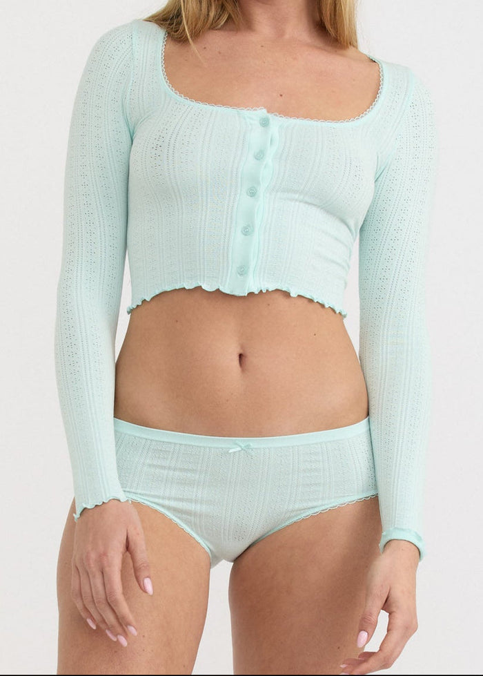 Organic Basics - Pointelle Hipster - Soft Blue -