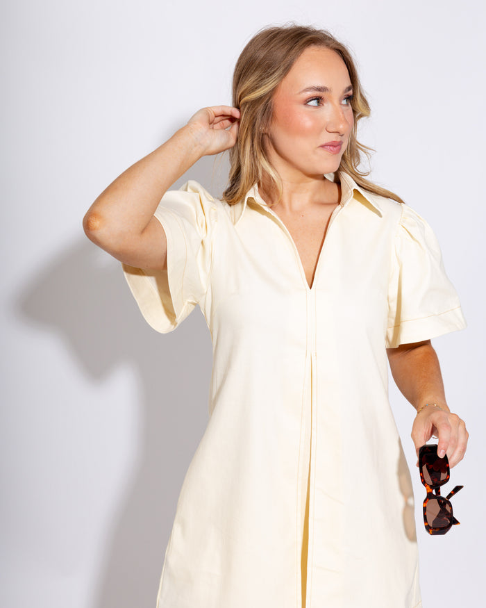 Polished & Pleated Mini in Butter Yellow
