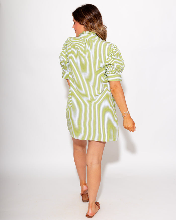 Polished Sage Stripe Mini Dress