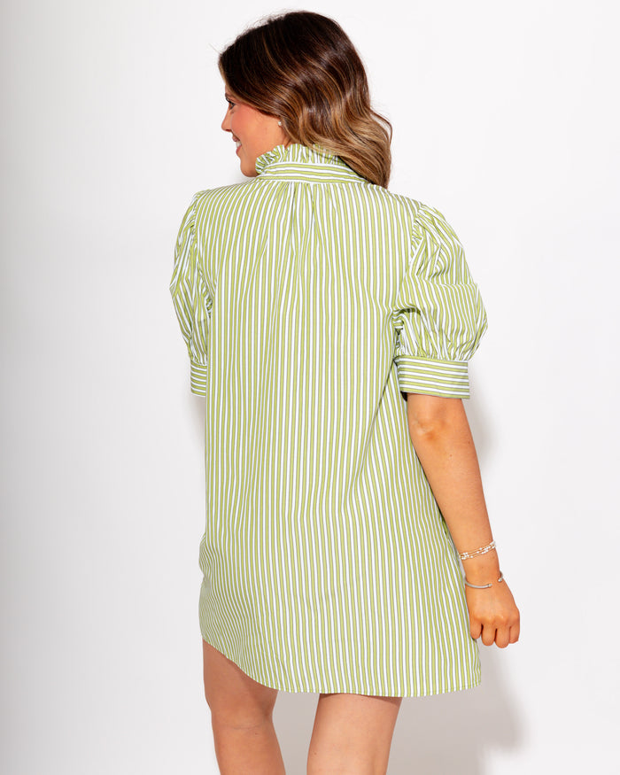 Polished Sage Stripe Mini Dress